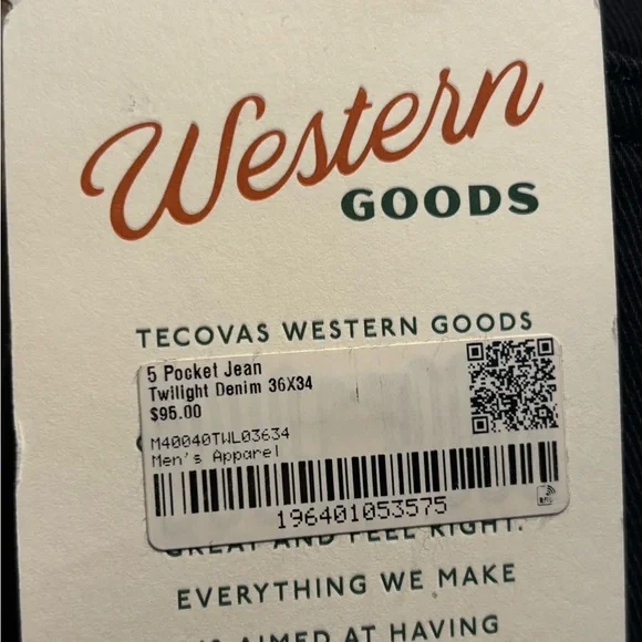 Tecovas Men's Navy Straight Jeans 36x34 - Picture 2 of 4